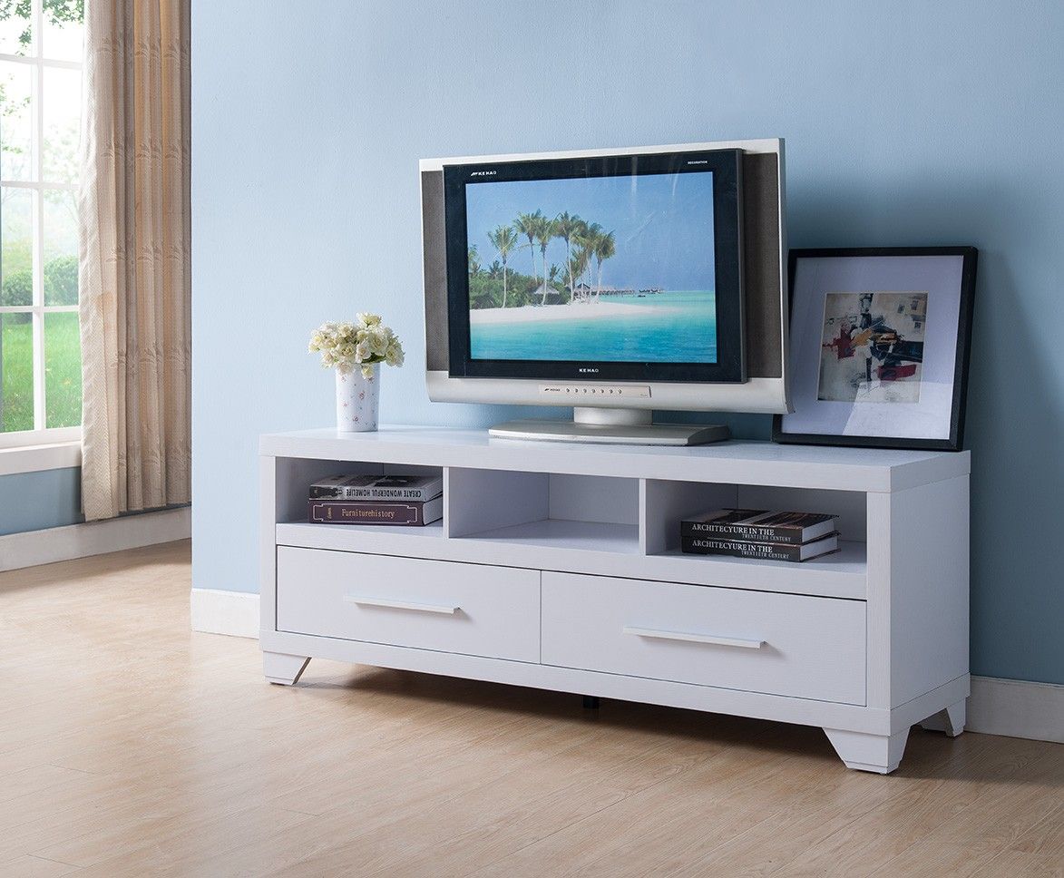 Particle Board And Cabinet Enclosed Storage TV Stand - White