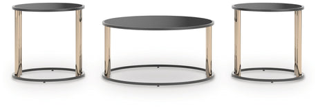 Hannerly - Occasional Table Set (Set of 3) - Black / Gold Finish - view 7