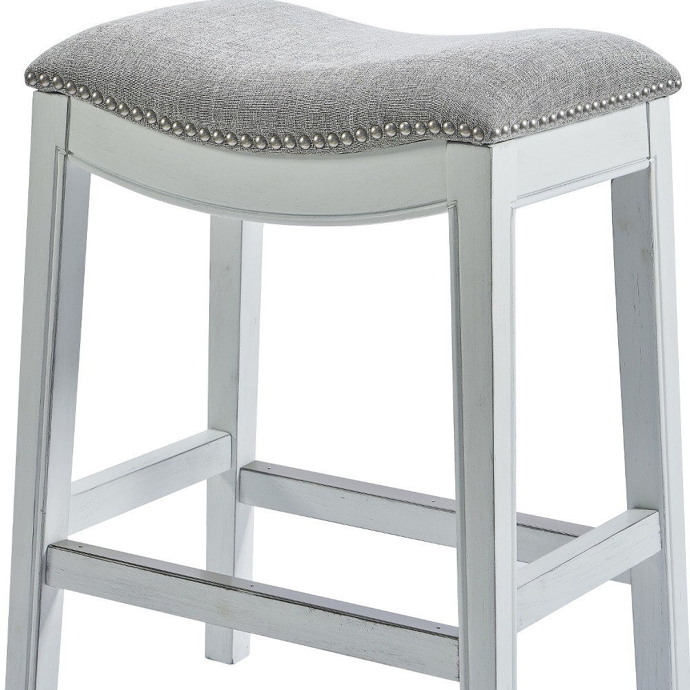 Solid Wood Backless Counter Height Bar Chair - Gray / White