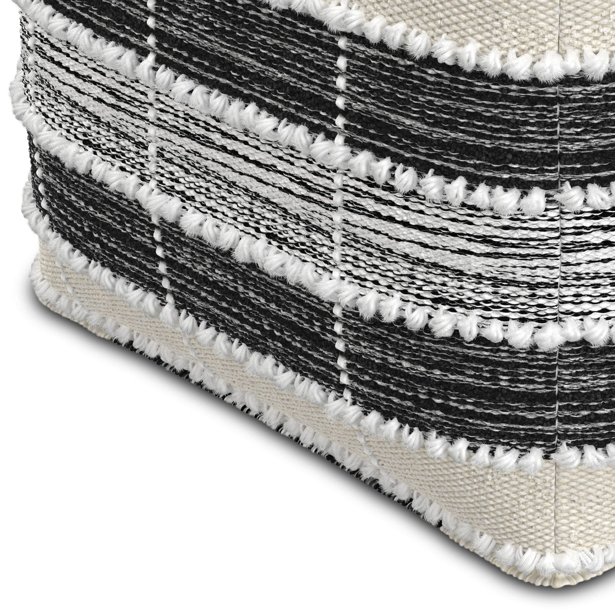 Barley - Square Pouf - White / Beige / Black by Simpli-Home | Bel Furniture