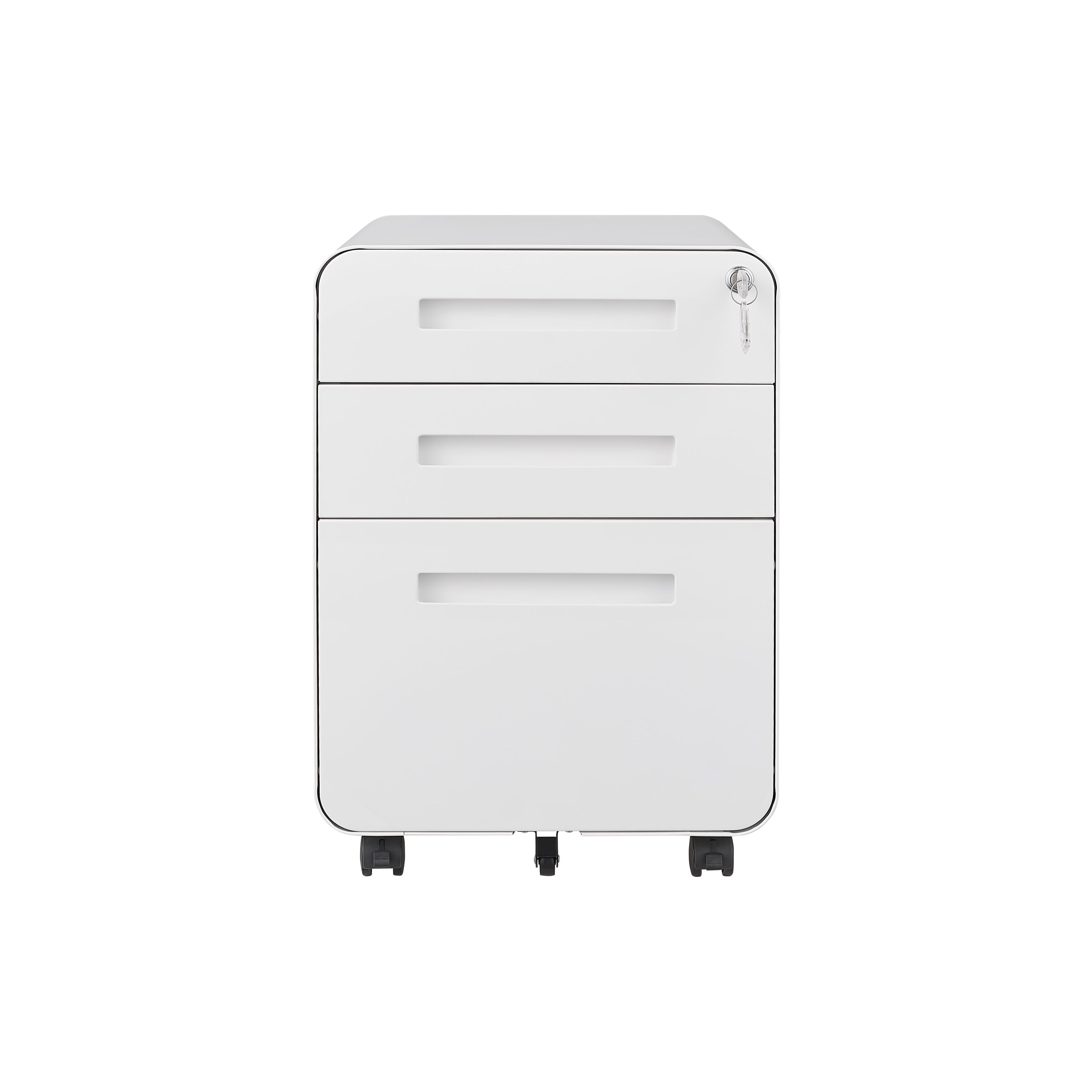 3 Drawer Mobile File Cabinet Under Desk Office, Simple Style Versatile Storage Cabinet For Legal / Letter / A4 Files, 5 Wheel Design Anti-Tilting Cold Rolled Steel Waterproof Moisture-Proof