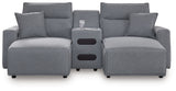 Modmax - Salt And Pepper - Reclining Sectional Gray 3 Pc. Double Chaise Power Reclining Sectional With Audio Console by Signature Design by Ashley® | Bel Furniture