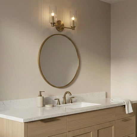 Regal - Double Light Vanity With Clear Ribbed Satin - Antique Brass / Clear - view 10