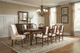 Adelaide 9-Piece Traditional Dining Set with Tufted Host Chairs - Dark Walnut Finish