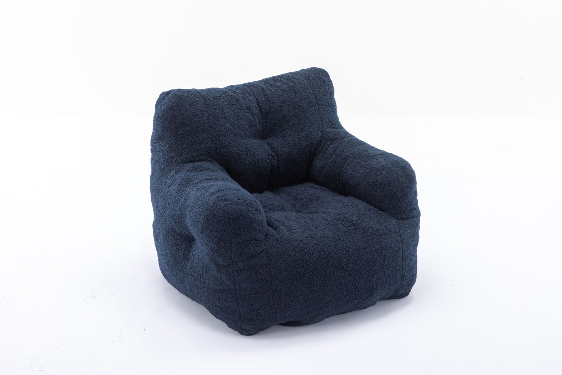 Soft Teddy Fabric Tufted Foam Bean Bag Chair With Teddy Fabric