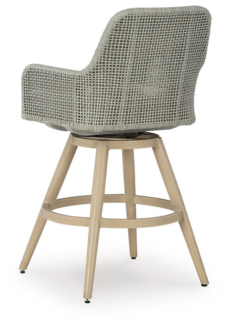 Seton Creek - Beige / Gray - Barstool With Cushion (Set of 2) by Signature Design by Ashley® | Bel Furniture