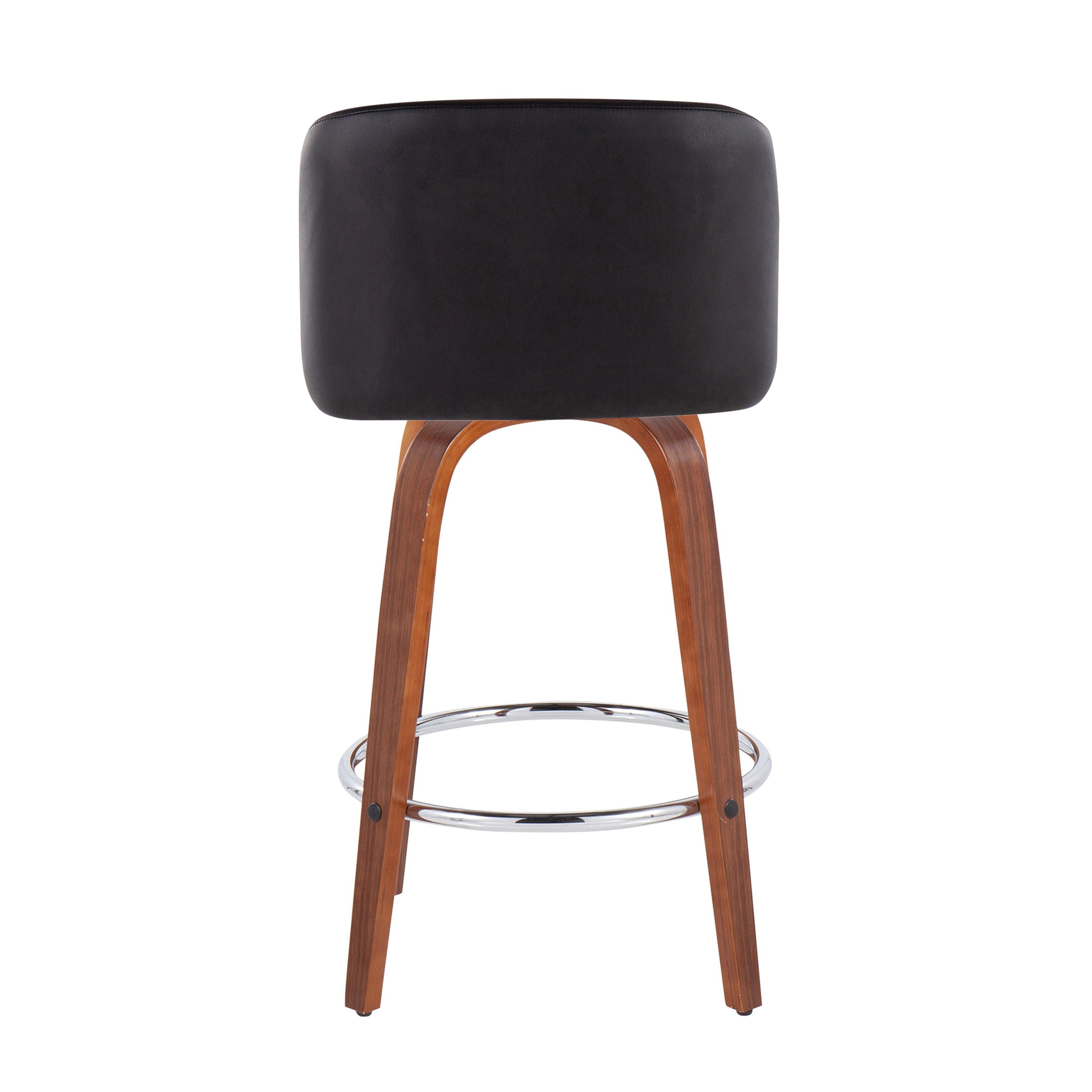 Toriano - Mid-Century Modern Fixed Height Counter Stool With Round Footrest (Set of 2)