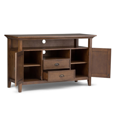 Redmond - Tall TV Media Stand - Rustic Natural Aged Brown by Simpli-Home | Bel Furniture