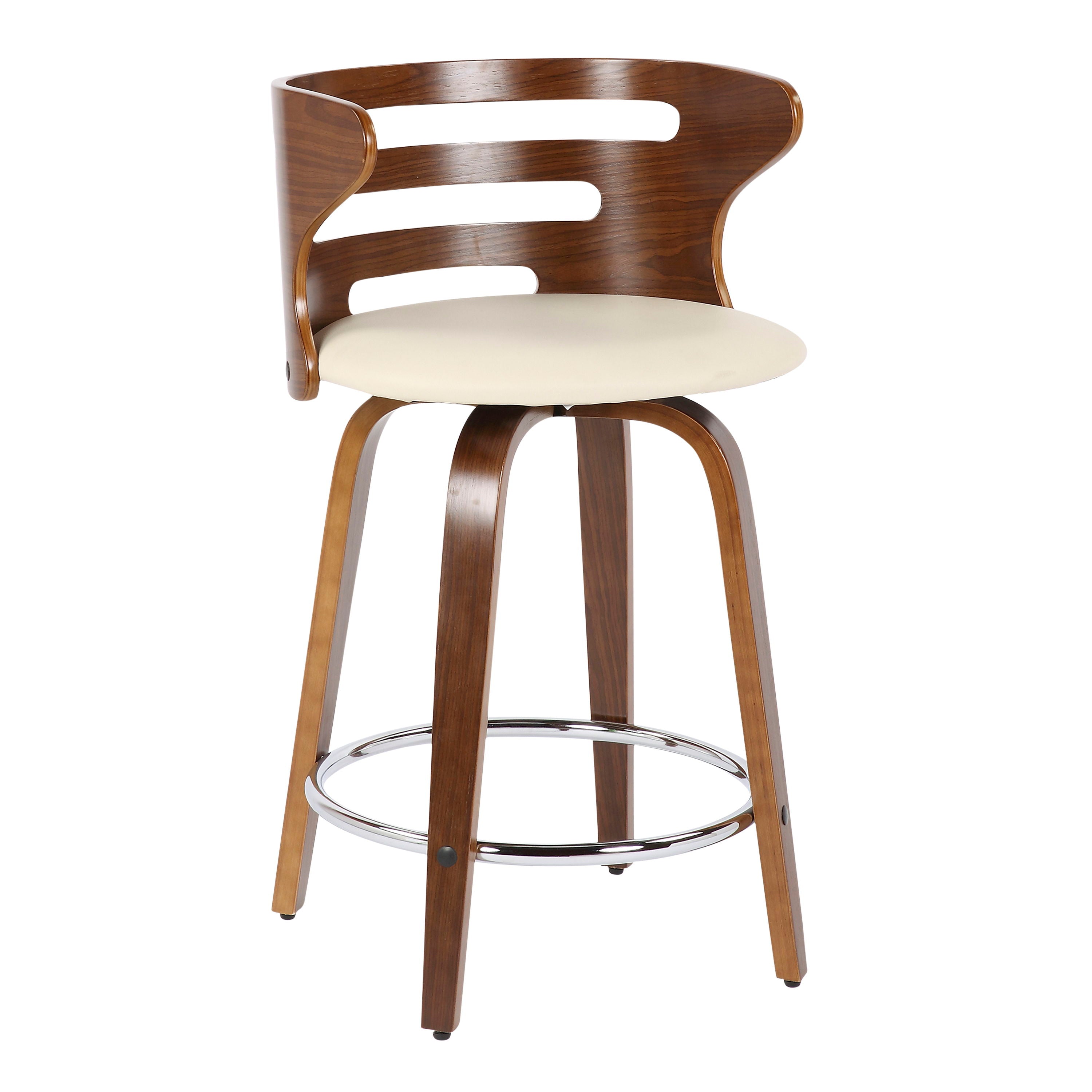 Cosini - Mid Century Modern Fixed Height Counter Stool With Footrest With Swivel (Set of 2)