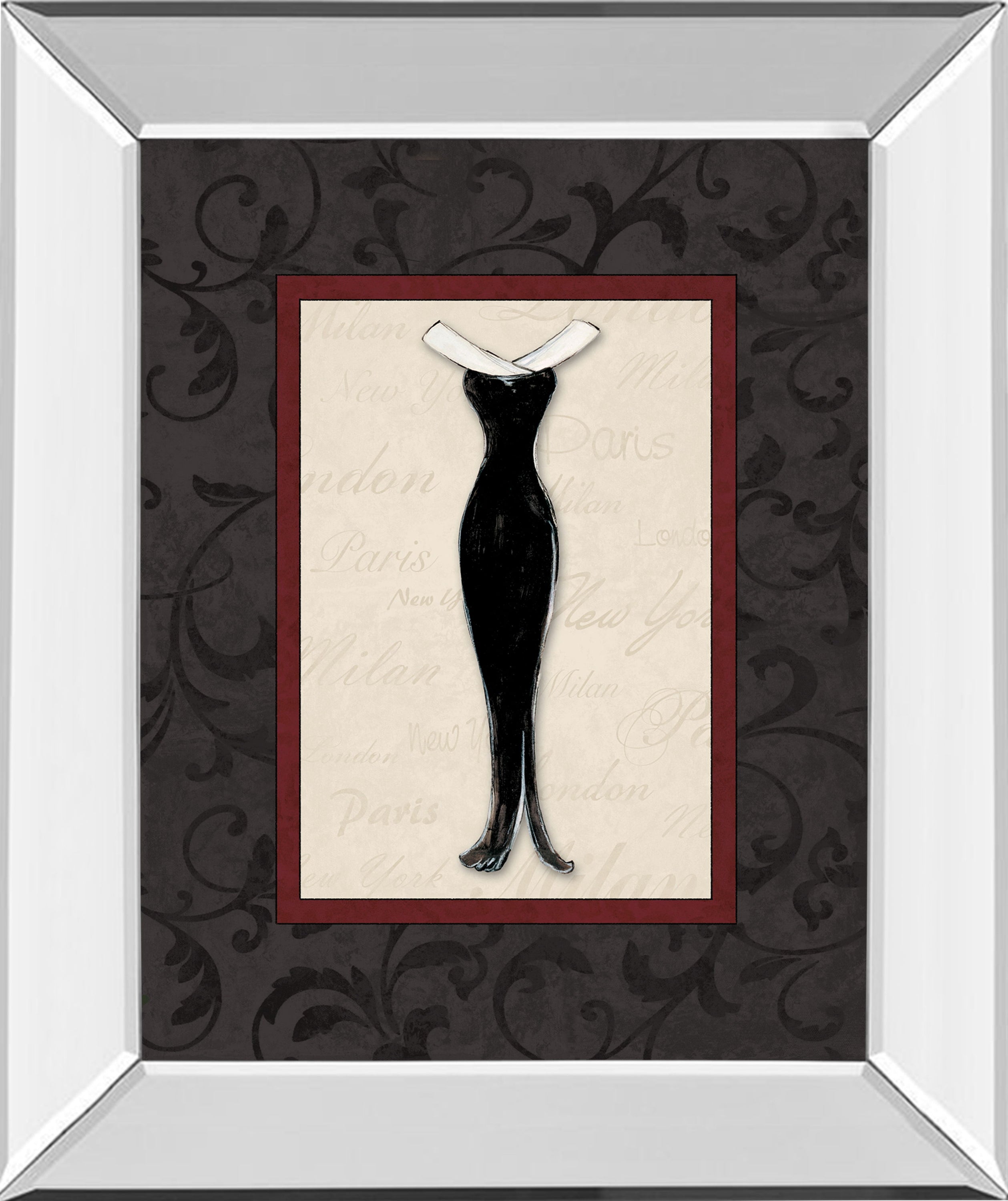 Fashion Dress I By Susan Osbourne Mirror Framed Print Wall Art - Black