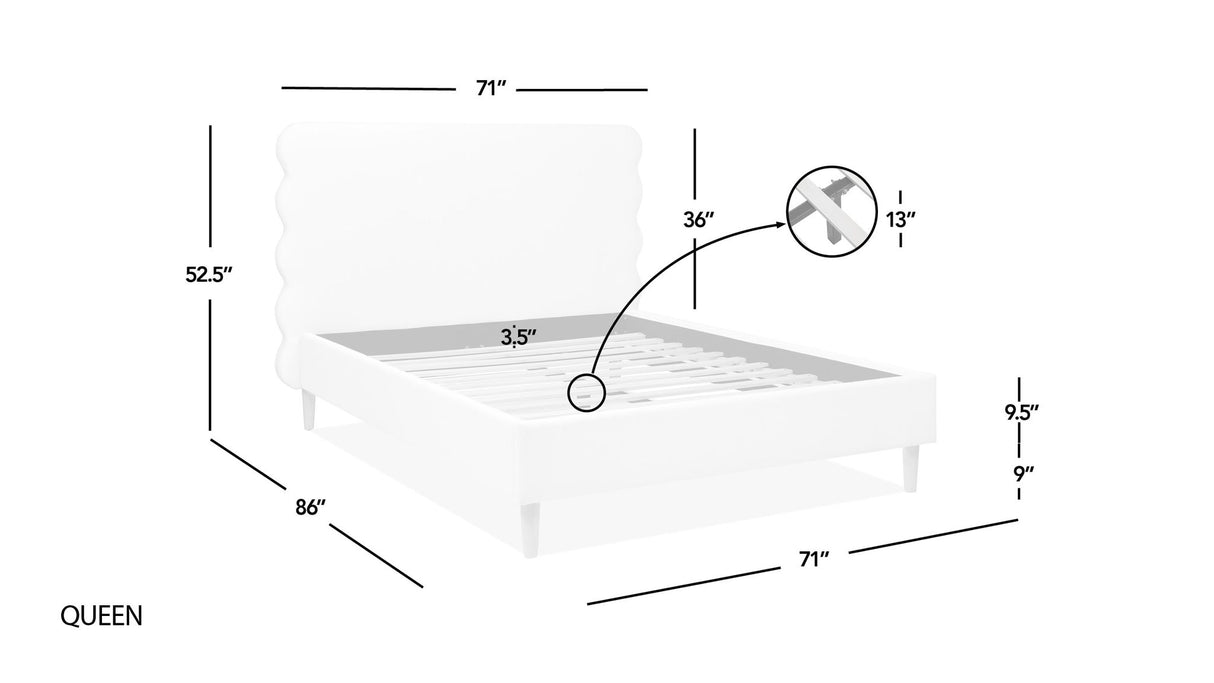 Stockholm - Modern Wavy Headboard Platform Bed by Jennifer Taylor Home | Bel Furniture