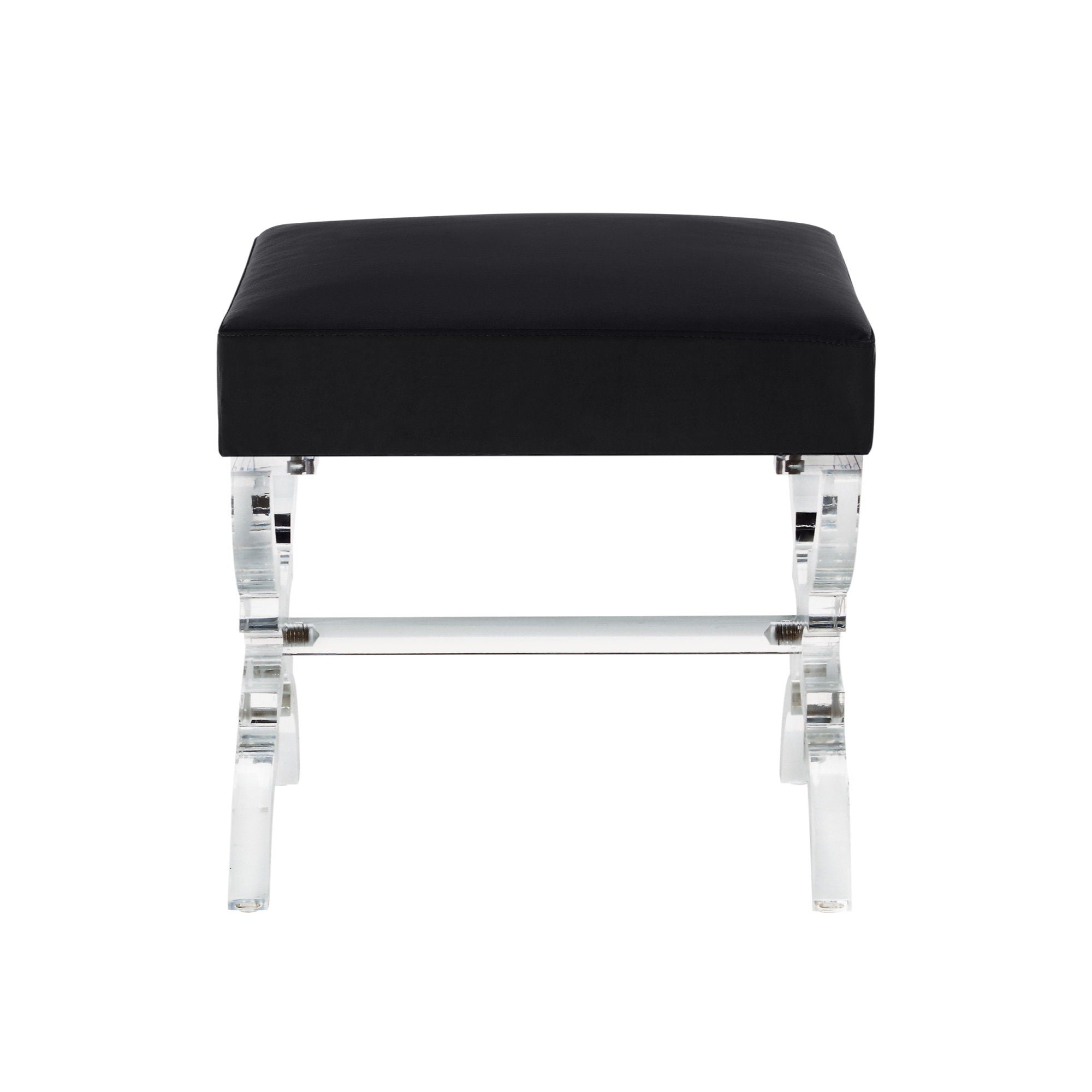 Velvet Ottoman - Black / Clear