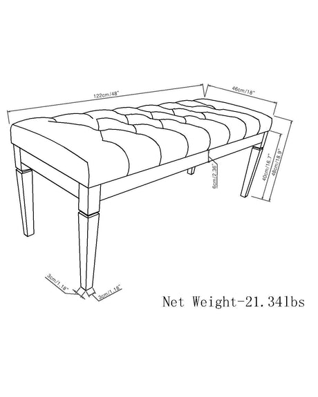 Waverly - Upholstered Tufted Ottoman Bench - view 20