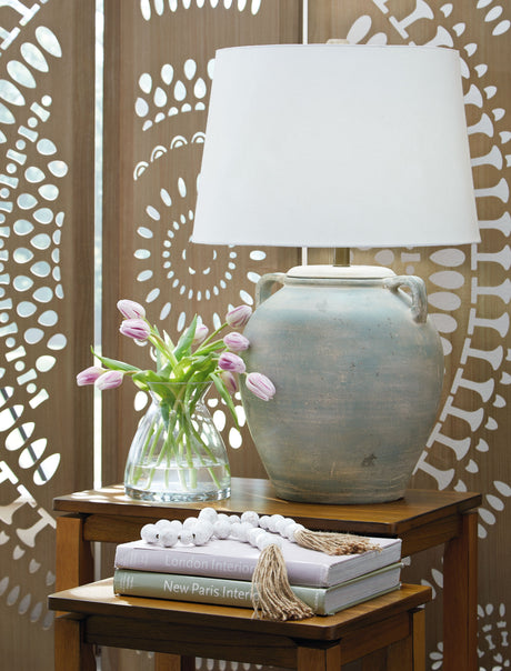 Shawburg - Antique Green - Terracotta Table Lamp by Signature Design by Ashley® | Bel Furniture