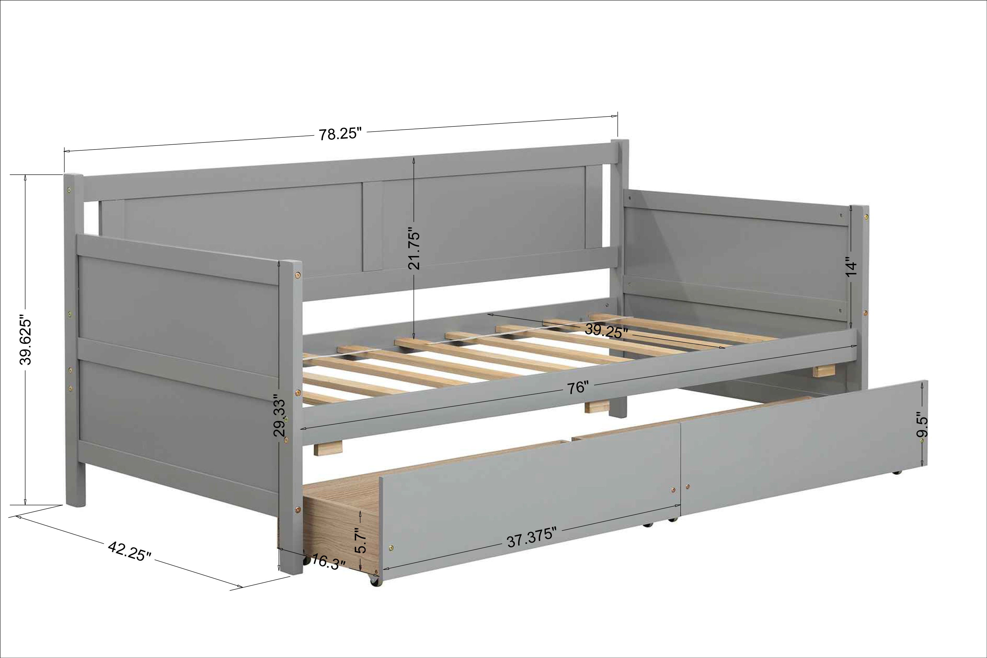 Twin Size Sofa Bed, Daybed With Two Drawers, Storage Drawers For Bedroom, Living Room