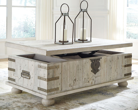 Carynhurst - White Wash Gray - Lift Top Cocktail Table by Signature Design by Ashley® | Bel Furniture