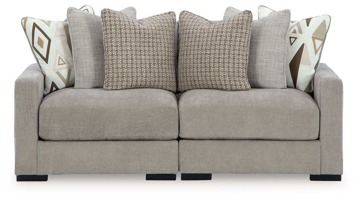 Aslan Court - Sectional Gray 2 Pc. Loveseat Sectional by Benchcraft® | Bel Furniture
