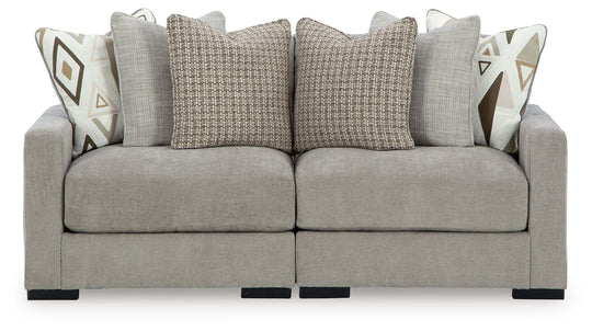 Aslan Court - Sectional Gray 2 Pc. Loveseat Sectional by Benchcraft® | Bel Furniture