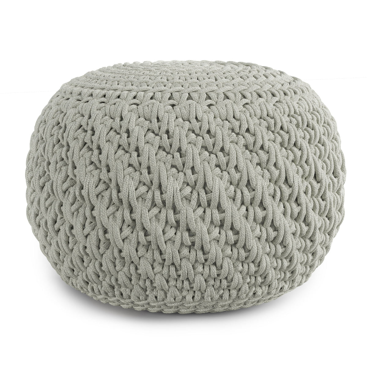 Nisi - Round Knitted Outdoor / Indoor Pouf - Light Gray by Simpli-Home | Bel Furniture