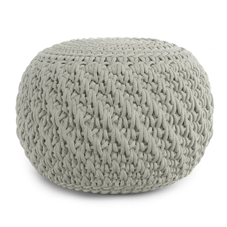 Nisi - Round Knitted Outdoor / Indoor Pouf - Light Gray by Simpli-Home | Bel Furniture