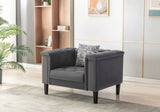 Mary - Velvet Tufted Chair With 1 Accent Pillow - Dark Gray by Lilola Home | Bel Furniture