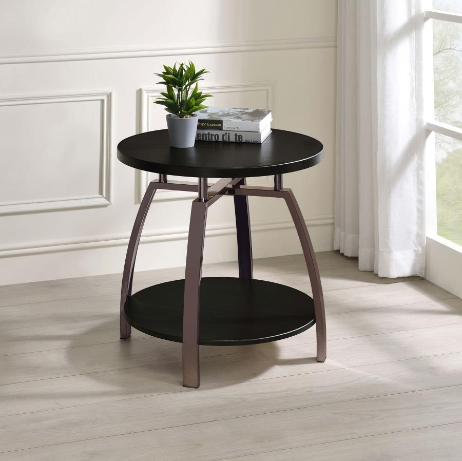 Dacre - Round Engineered Wood Top Side End Table - Dark Gray