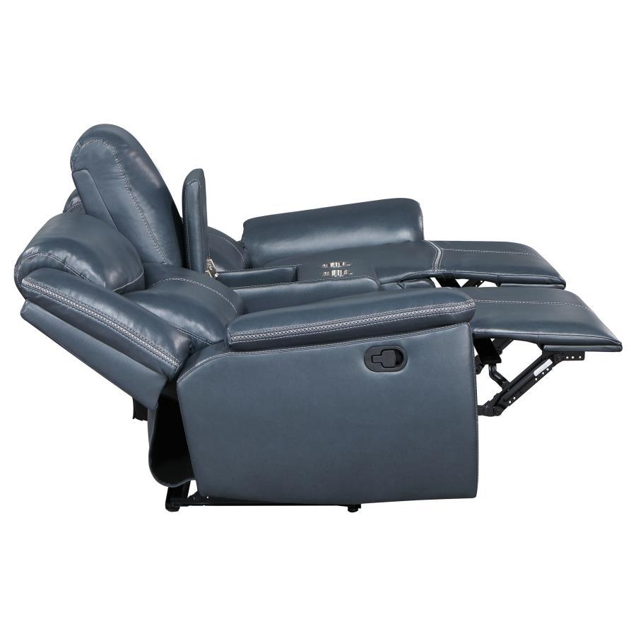 Sloane - Upholstered Padded Arm Reclining Loveseat - Blue