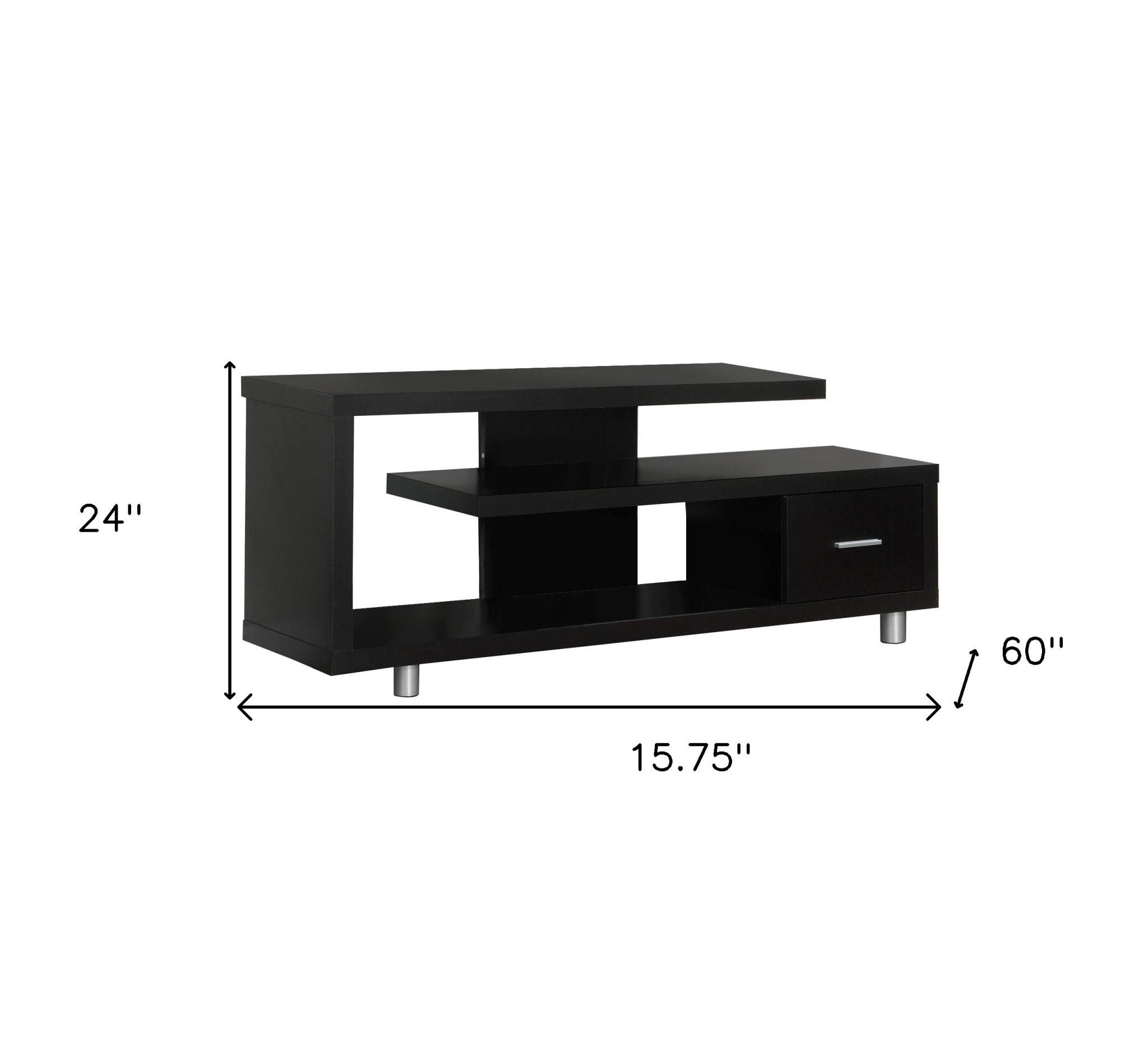 Cabinet Enclosed Storage, TV Stand - Dark Brown