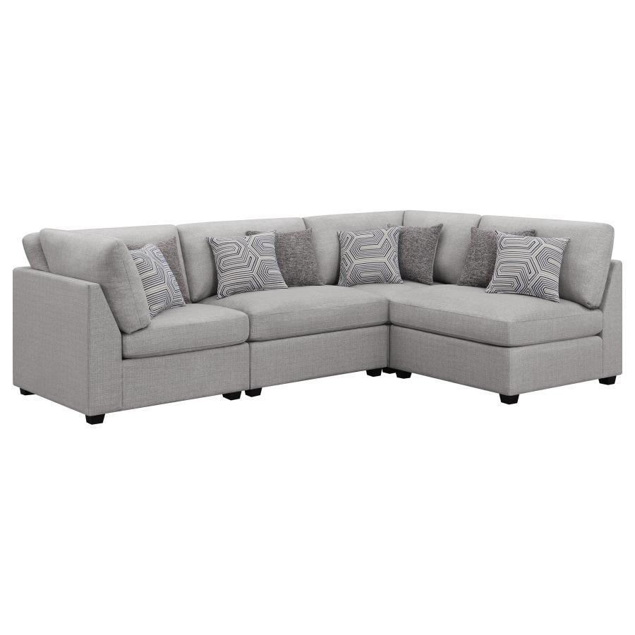 Cambria - 4 Piece Upholstered Modular Sectional (2 Armless Chairs And 2 Corners) - Gray