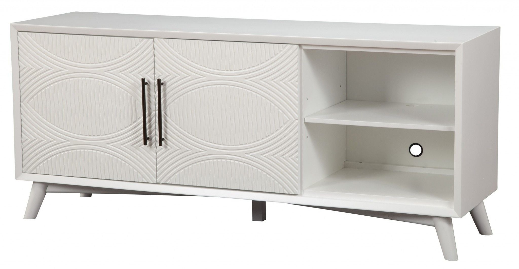 Mahogany Solids & Veneer Open Shelving TV Stand - White