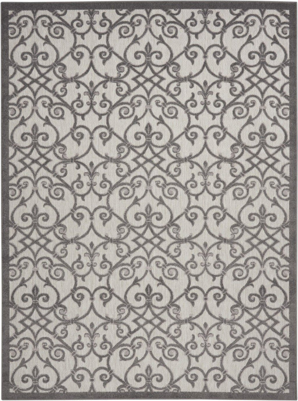 8' X 11' Floral Indoor Outdoor Area Rug - Gray