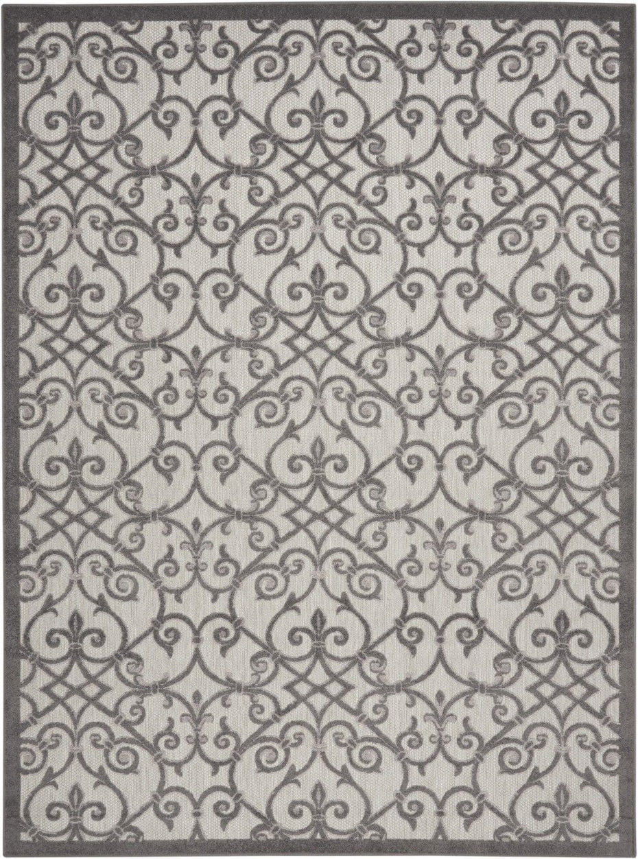 8' X 11' Floral Indoor Outdoor Area Rug - Gray