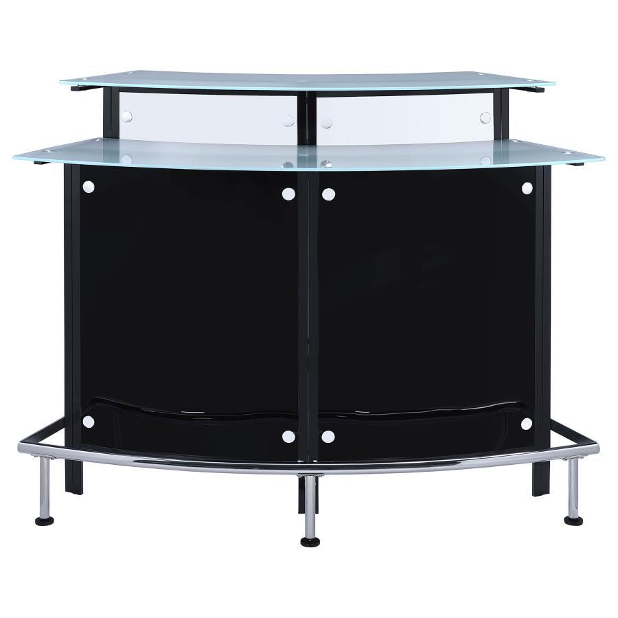 Keystone - Curved Glass Top Home Bar Wine Cabinet - Black by CoasterEssence | Bel Furniture