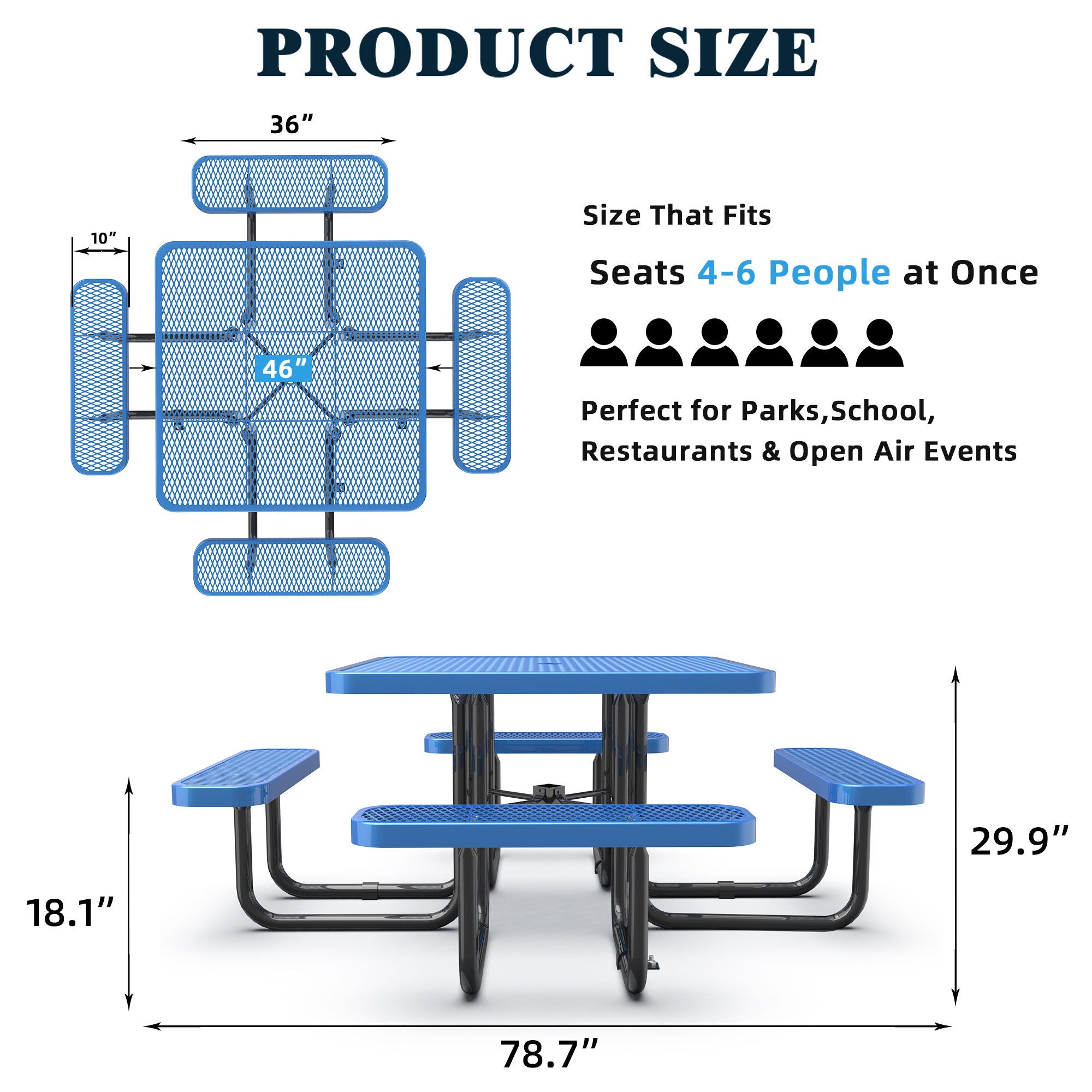 Square Outdoor Picnic Table With Umbrella Pole