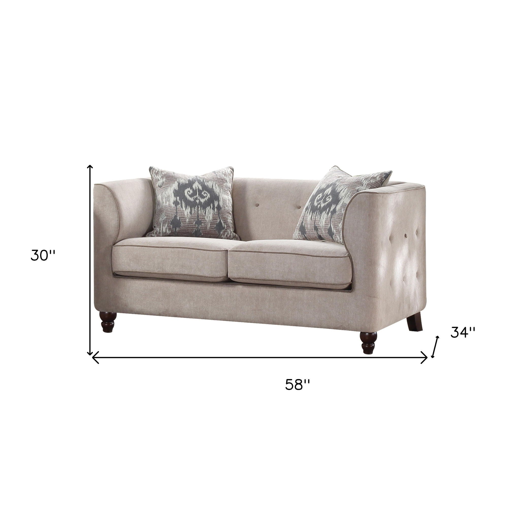 Velvet Love Seat - Tan / Black