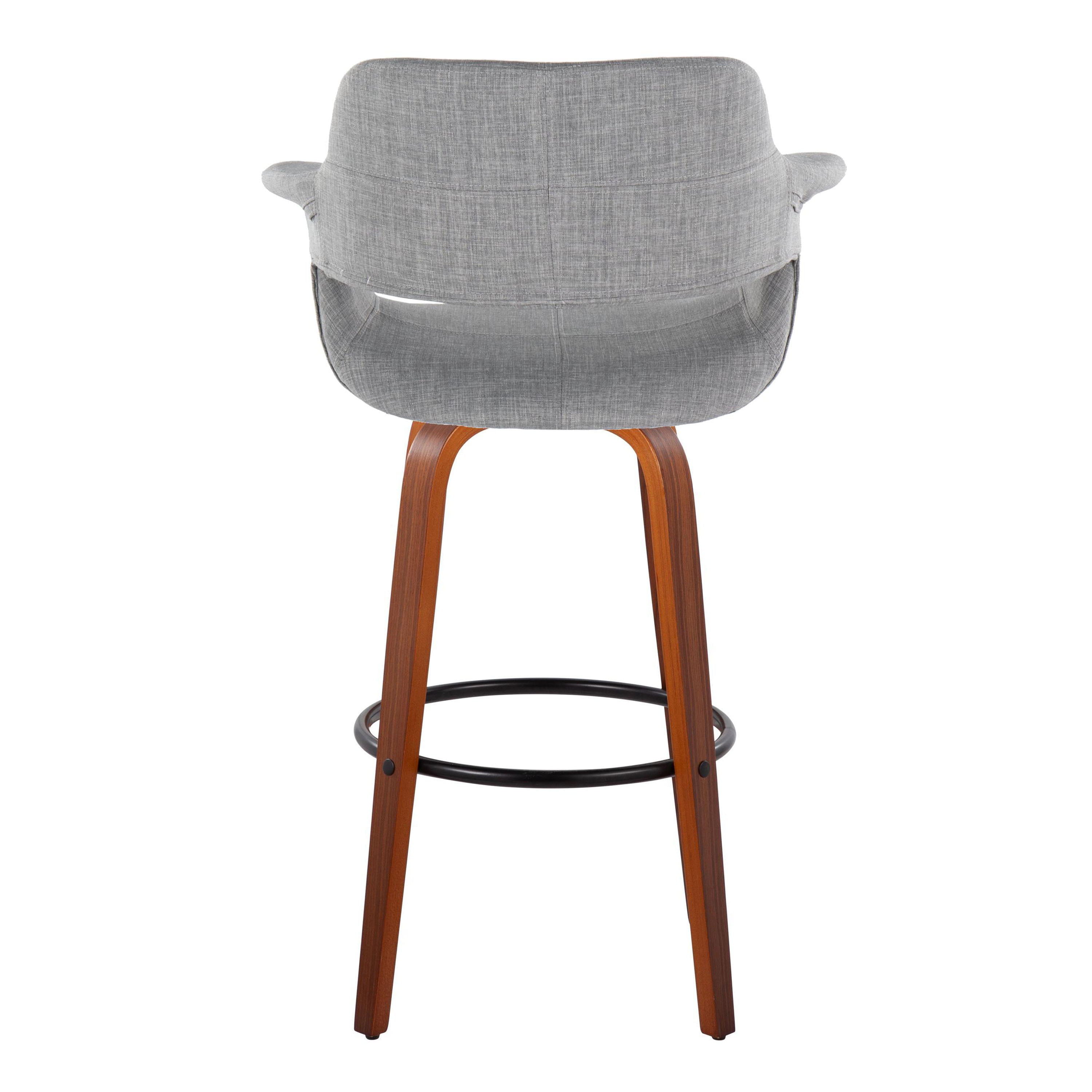 Vintage Flair - Mid Century Modern Fixed Height Barstool With Swivel With Round Footrest (Set of 2)