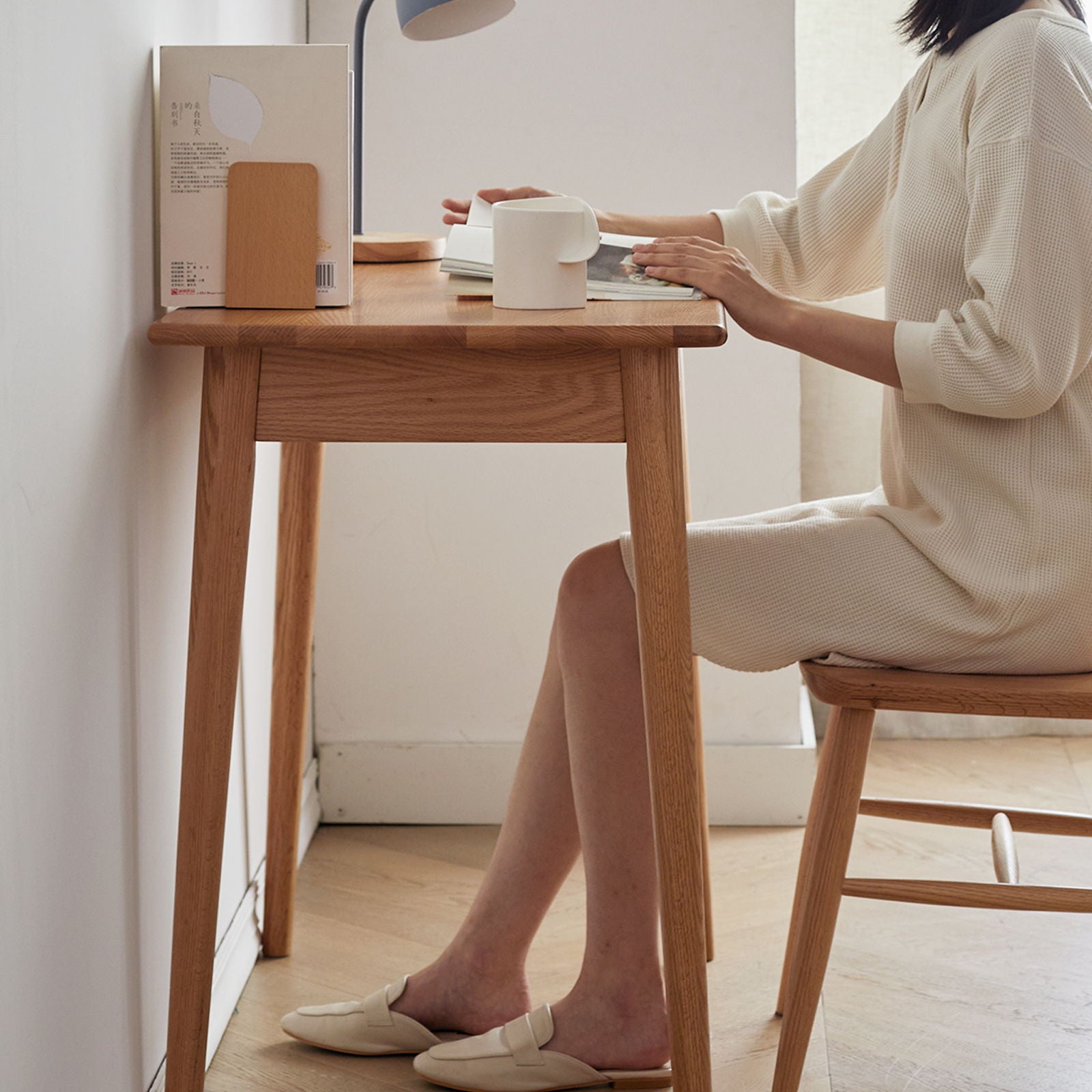 Computer Desk, Study Desk With Drawer Simple Work From Home - Oak Natural