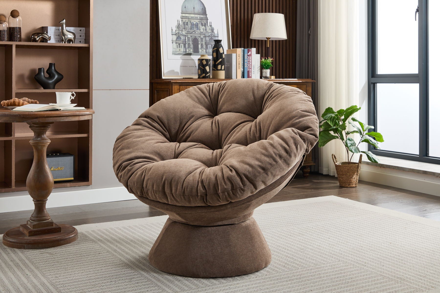 Oversized Swivel Accent Chair, 360 Swivel Barrel Chair, Papasan Chair For Living Room Bedroom