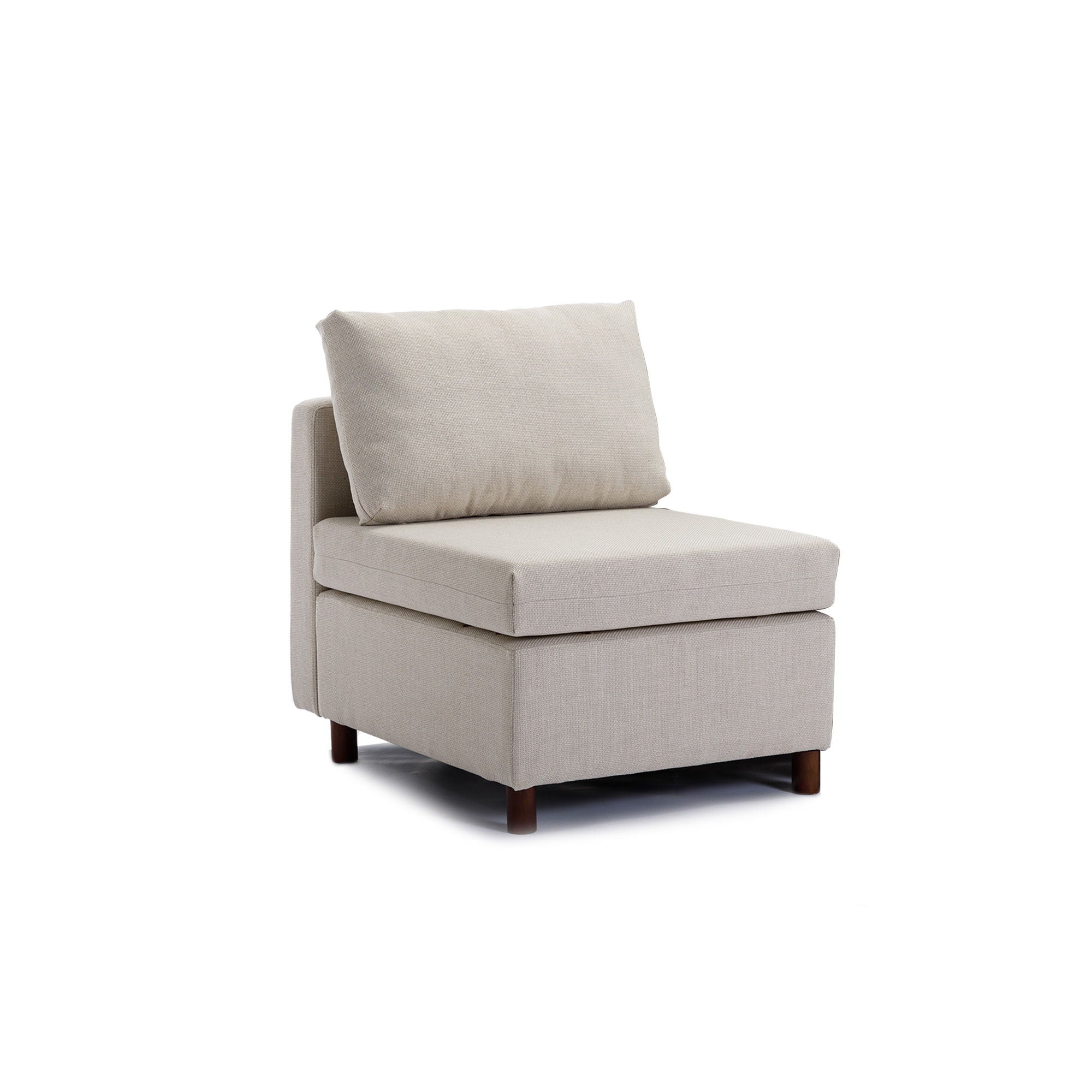 Single Seat Module Sofa Sectional Couch With Armrest With 1 Ottoman, Cushion Covers Non-Removable And Non-Washable