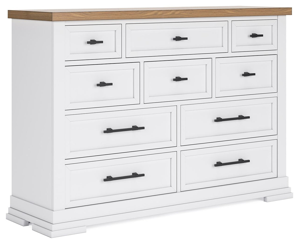 Ashbryn - White / Natural - Dresser by Benchcraft® | Bel Furniture