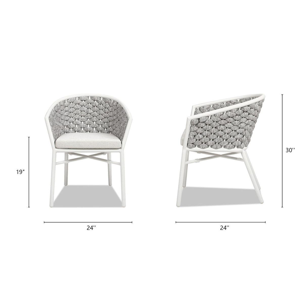 Rowan - Rope Barrel Back Patio Dining Chairs (Set of 2) - Optic White by Jennifer Taylor Home | Bel Furniture