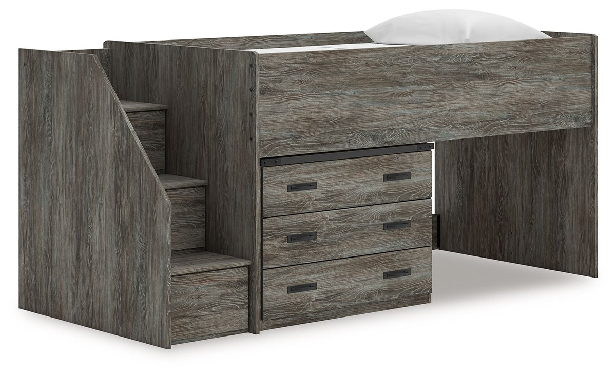 Frandern - Loft Bed Gray Twin Drawers by Signature Design by Ashley® | Bel Furniture