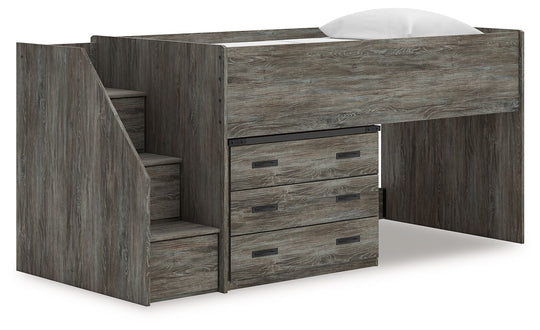 Frandern - Loft Bed Gray Twin Drawers by Signature Design by Ashley® | Bel Furniture