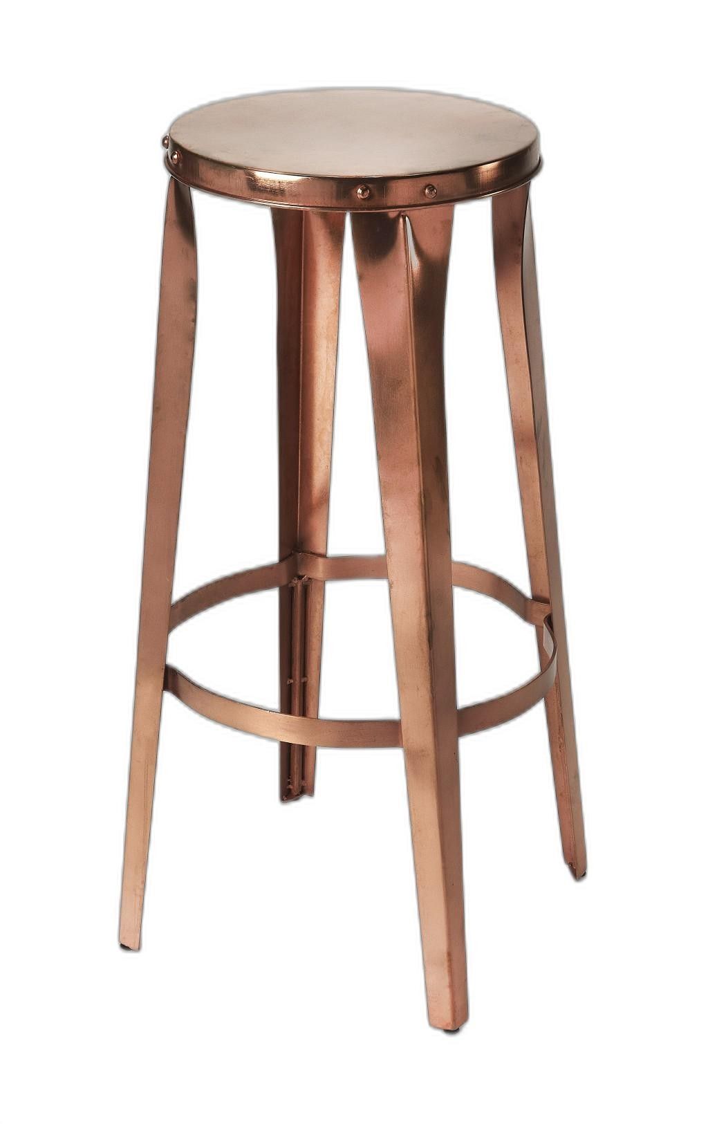 Copper Iron Backless Bar Height Bar Chair - Dark Brown