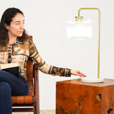 Haven - Clear Table Lamp, Button Control - Gold / White / White Marble by Ashcroft Furniture | Bel Furniture