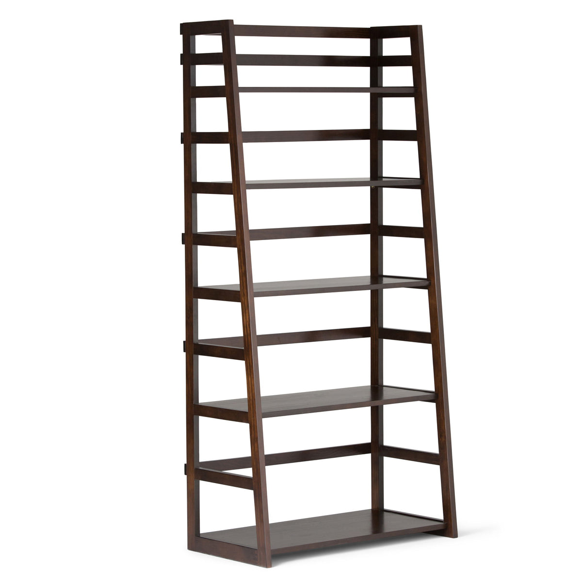 Acadian - Handcrafted Ladder Shelf Bookcase Dark Brown by Simpli-Home | Bel Furniture
