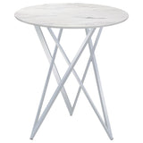 Bexter - Round Faux Marble Bistro Bar Table - Chrome by CoasterEveryday | Bel Furniture