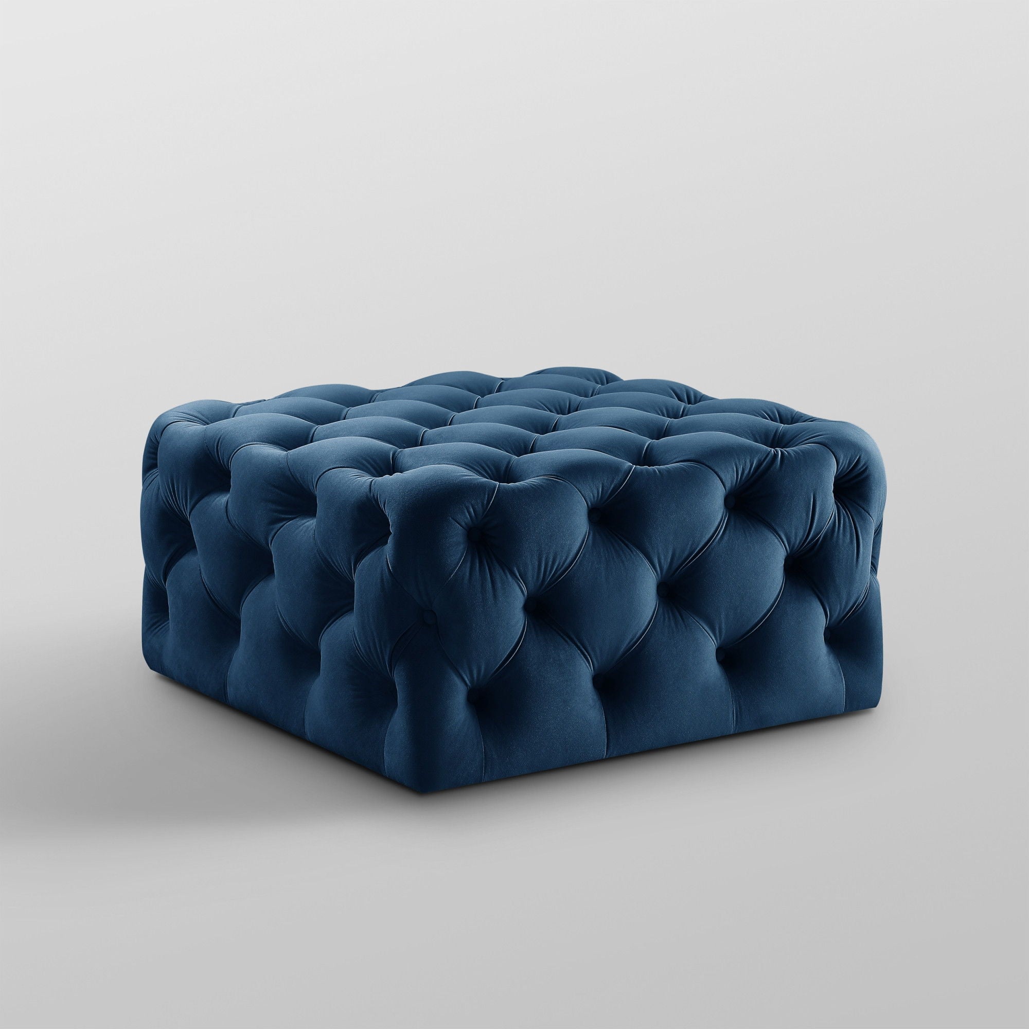 Velvet Rolling Tufted Cocktail Ottoman - Navy Blue