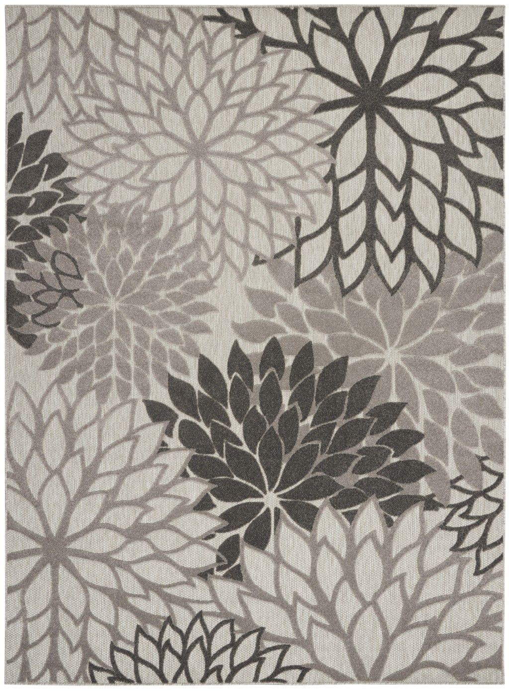 8' X 11' Floral Indoor / Outdoor Area Rug - Gray