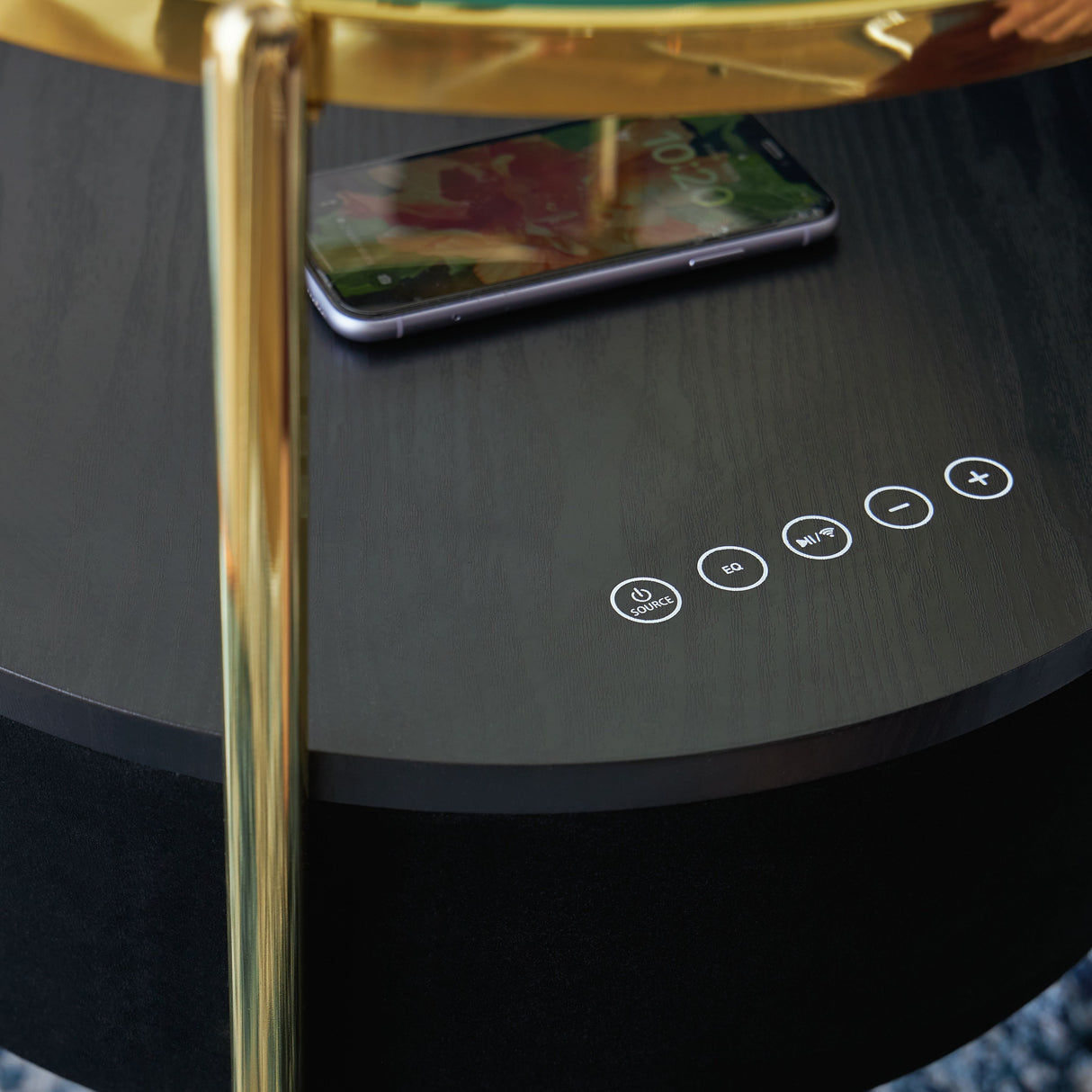 Nedman - Black / Gold Finish - Accent Table With Speaker by Signature Design by Ashley® | Bel Furniture